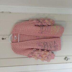 P. Cill Pink Bobble Sweater / Open Front Cardigan Sz S/M